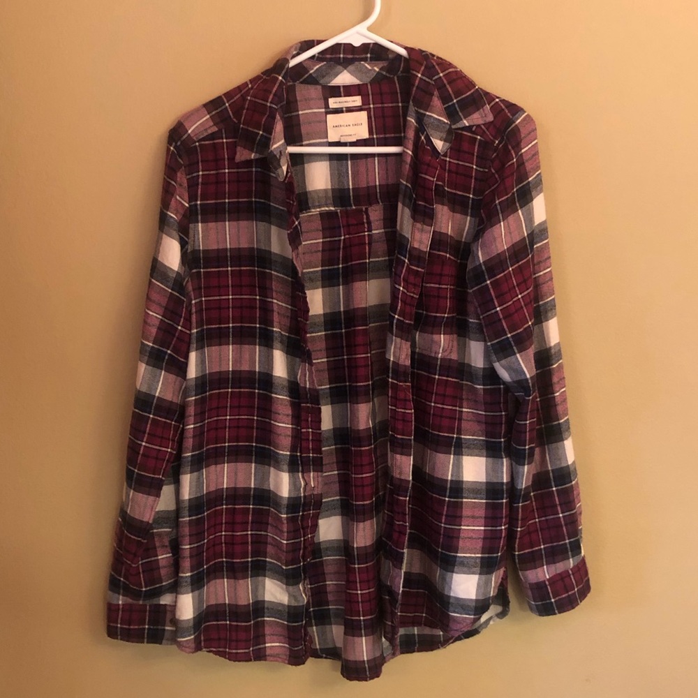 American Eagle Purple Plaid Flannel